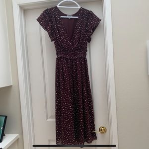 Burgundy polka dot dress